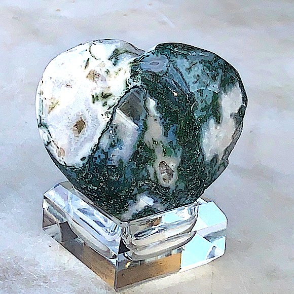 MOSS AGATE DRUZY HEART CRYSTAL NATURAL QUARTZ GEMSTONE NEW HEALING STONES - Picture 7 of 14